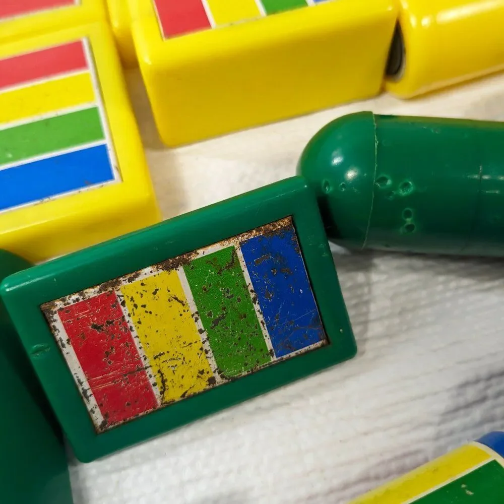 Vintage‎ Hilco Bucket set 22 Magnet Blocks magnetic building toy rainbow primary